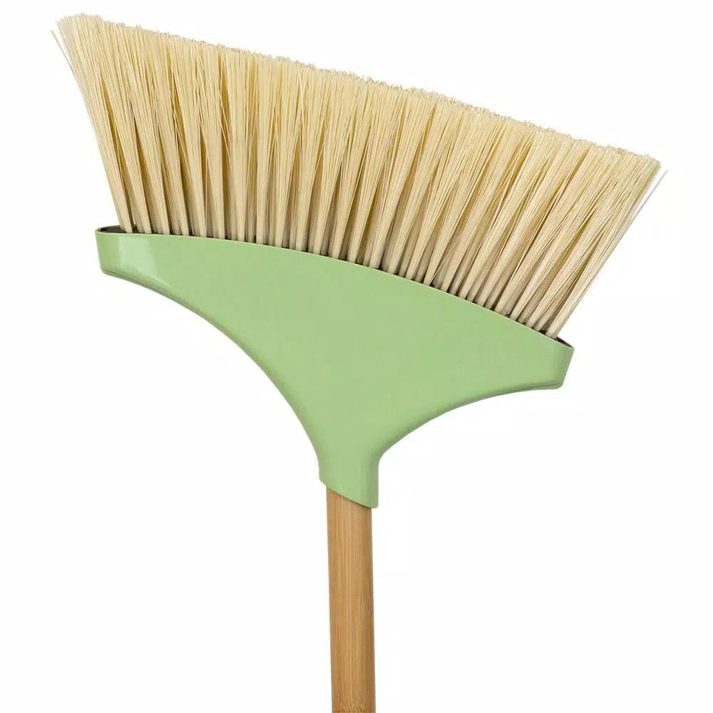 Home Basics Bliss 10 in. Angle Broom with Eco-Friendly Bamboo Handle and Nylon Bristles