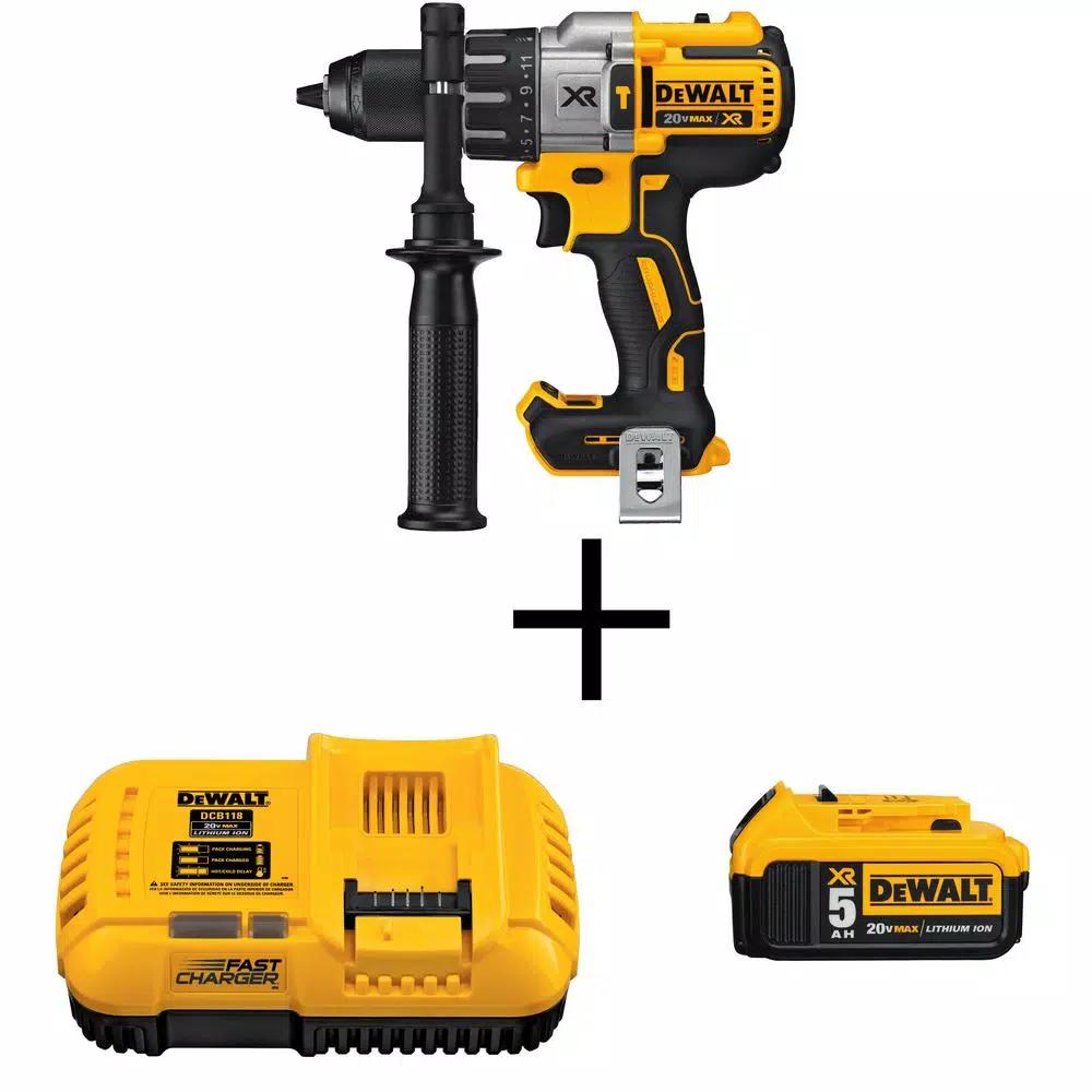 DEWALT 20V MAX XR Brushless 1/2 in. Hammer Drill Kit with (1) 5.0 Ah Battery & Charger