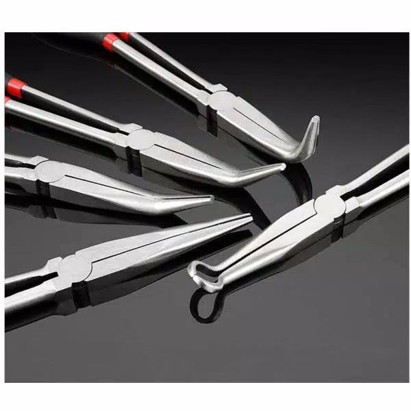 KING 5-Piece Long Nose Pliers Set, 11 in. Straight, 90-Degree, 45-Degree, Hose, Cable, and Flat Nose