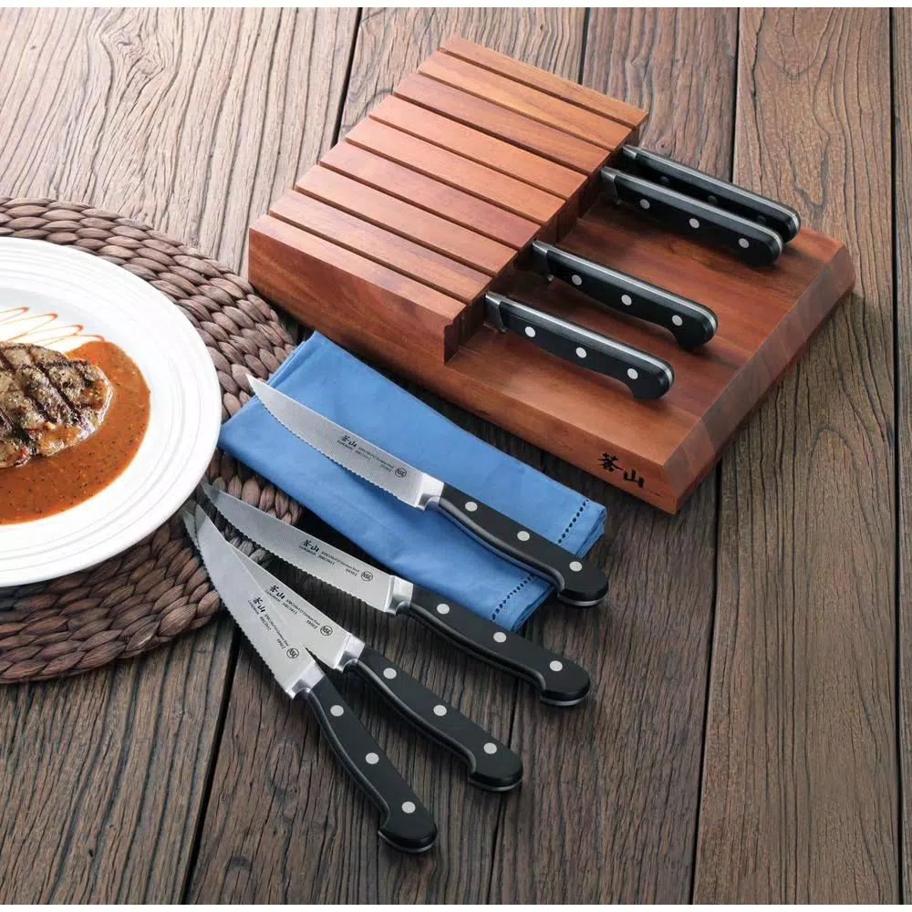 Cangshan V2 Series 5 in. Steak Knife Set with Acacia Wood Block, 9-Piece Set