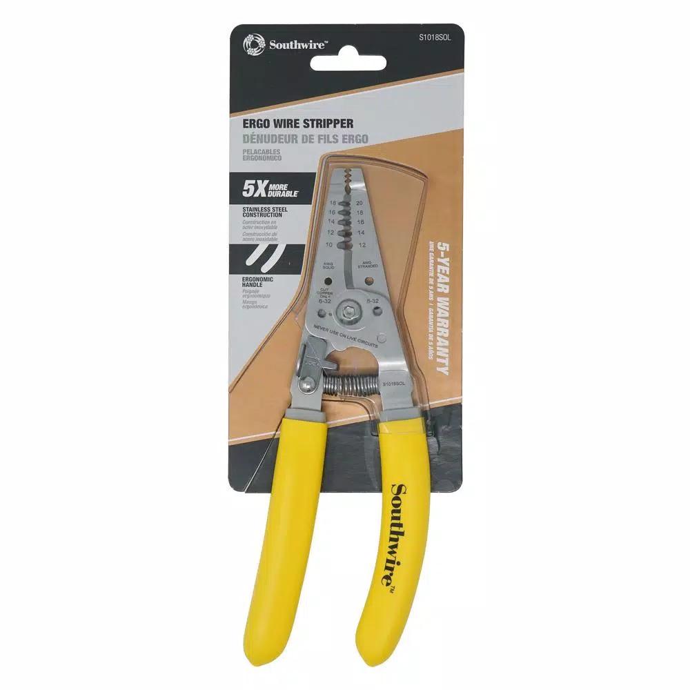 Southwire Ergo S1018SOL Wire Stripper 10-18 AWG, Stainless Steel Shear Blades