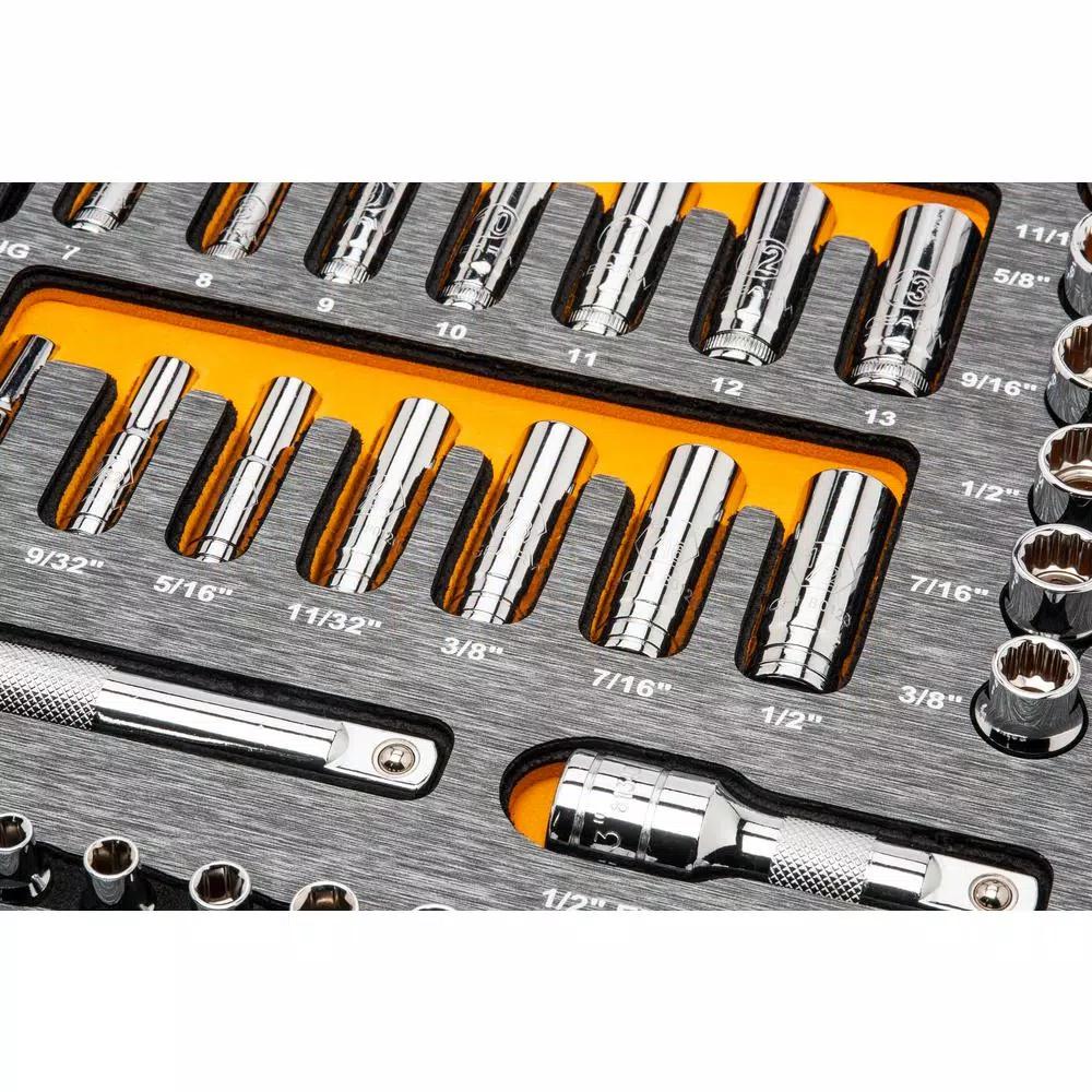 GEARWRENCH 94-Piece Metric and SAE Mechanics Hand Tool Set with EVA Socket Tray