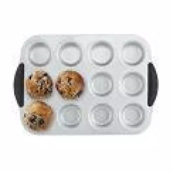 Cuisinart SMB-12MP 12-Cup Steel Muffin Pan with Silicone Easy-Grip Handles
