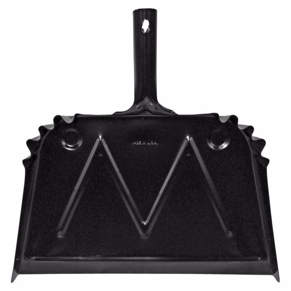 Genuine Joe 16 in. Metal Black Scope Dust Pan, Heavy-Duty 20-Gauge Steel