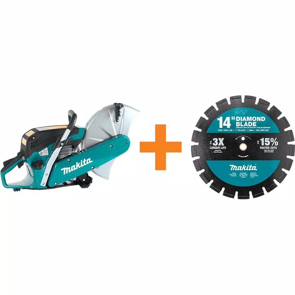 Makita 14 in. 61 cc Gas Power Cutter with Bonus 14 in. Segmented Rim Diamond Blade