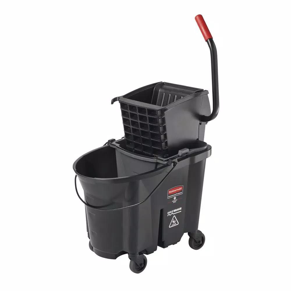 Rubbermaid Commercial Products Executive WaveBrake 35 Qt. Black Side Press Mop Bucket and Wringer Combo