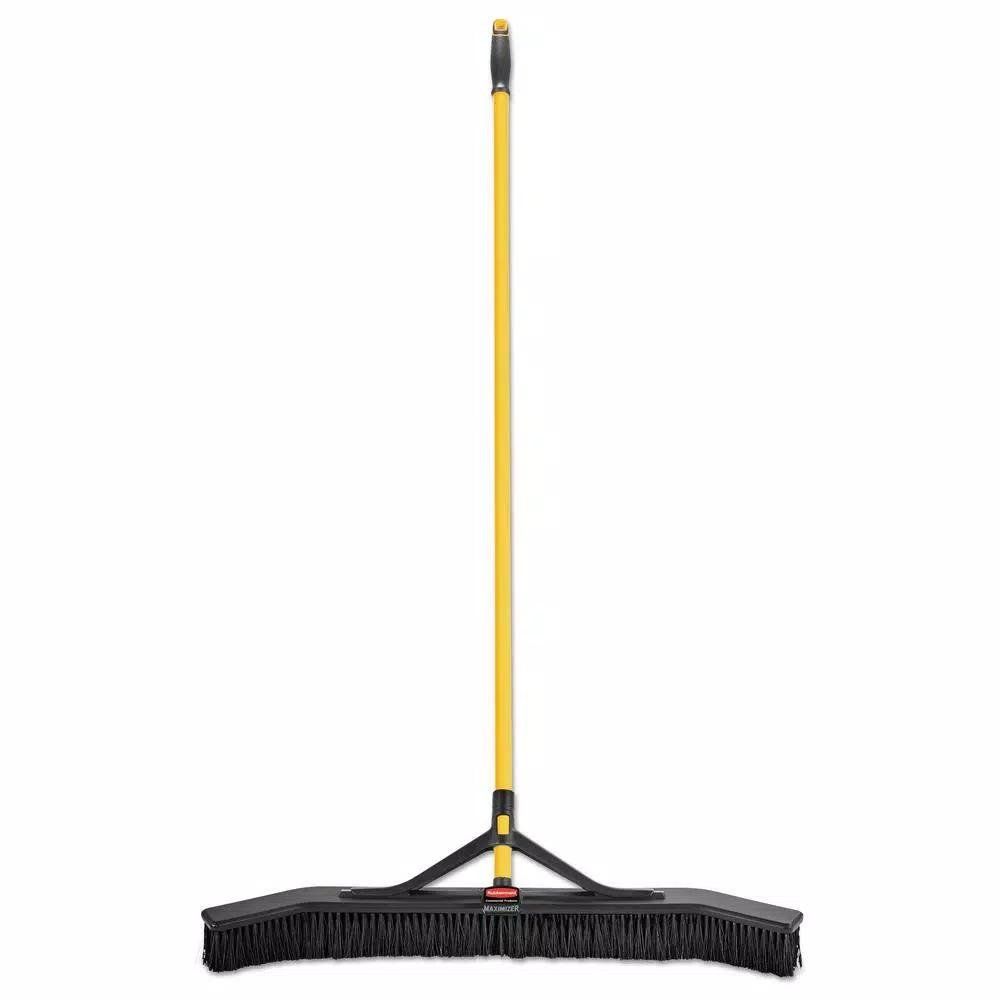 Rubbermaid Commercial Products Maximizer 36 in. PVC Push Broom with Steel Handle, Yellow/Black