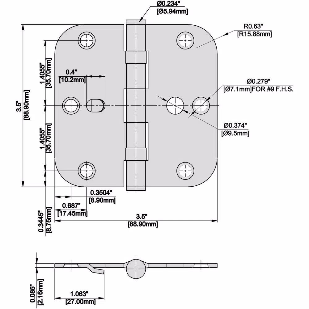 Everbilt 3-1/2 in. Satin Nickel Ball Bearing Door Hinge 3-Pack