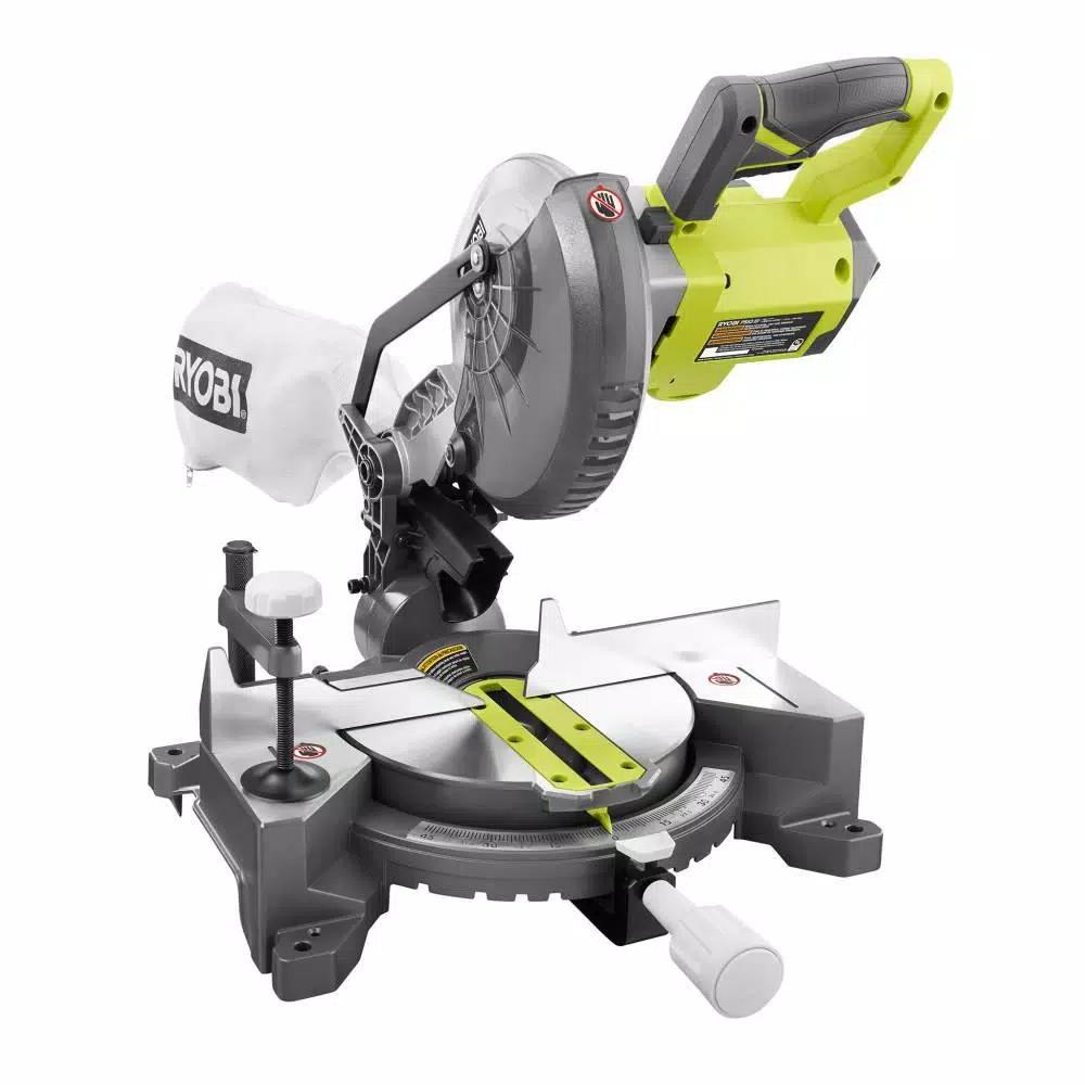 RYOBI ONE+ 18V Cordless 7-1/4 in. Compound Miter Saw Kit with (2) 3.0 Ah LITHIUM+ HP Batteries and Dual Chemistry Charger