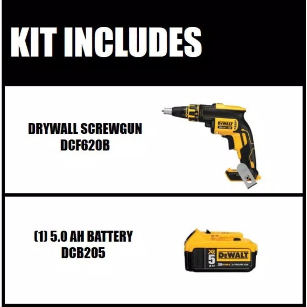 DEWALT 20V MAX XR Brushless Cordless Drywall Screw Gun Kit with (1) 5.0Ah Battery & Charger