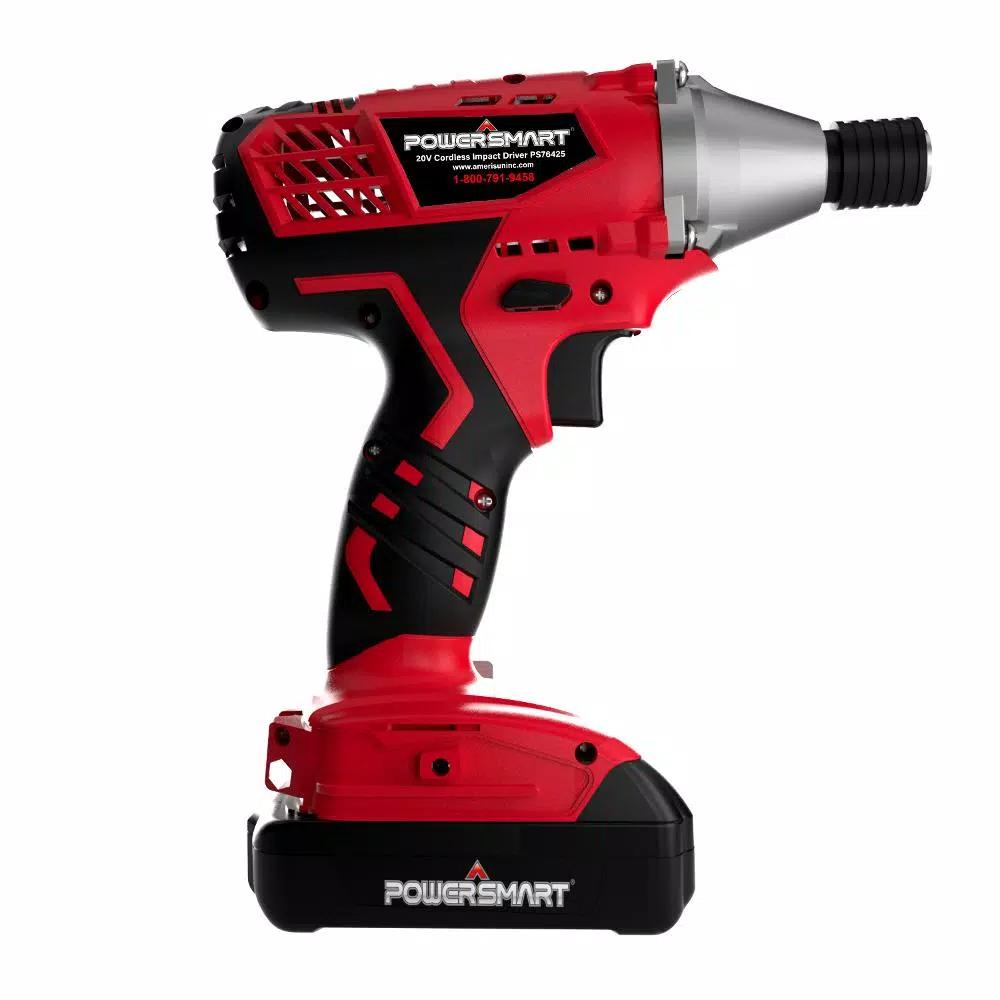 PowerSmart 20V Cordless 1/4 in. Hex Impact Driver Kit with 1.5 Ah Battery and Charger