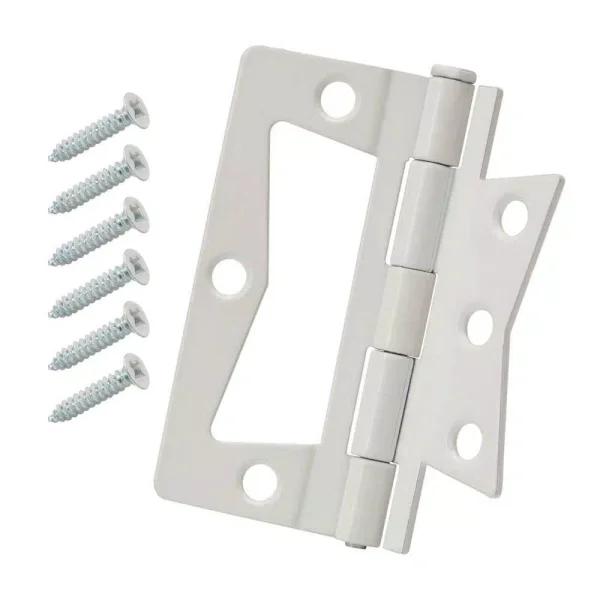 Everbilt 1.25 in. x 3 in. White Non-Mortise Door Hinges, 2-Pack