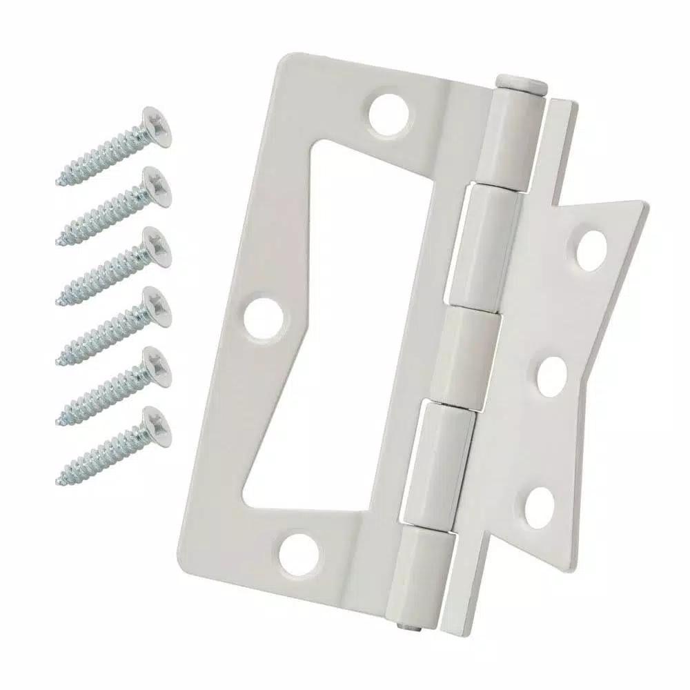 Everbilt 1.25 in. x 3 in. White Non-Mortise Door Hinges, 2-Pack
