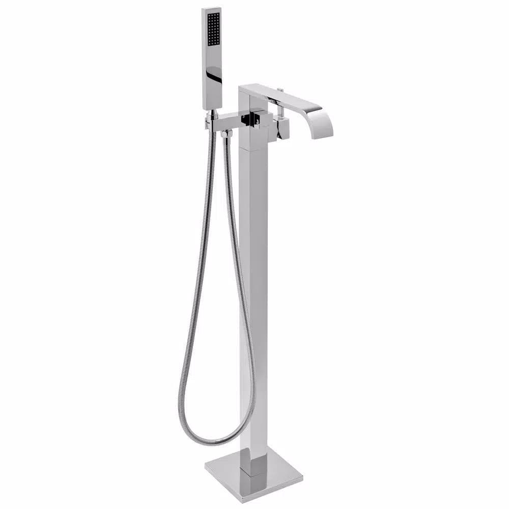 AKDY Freestanding Floor Mount Roman Tub Faucet with Hand Shower, Chrome