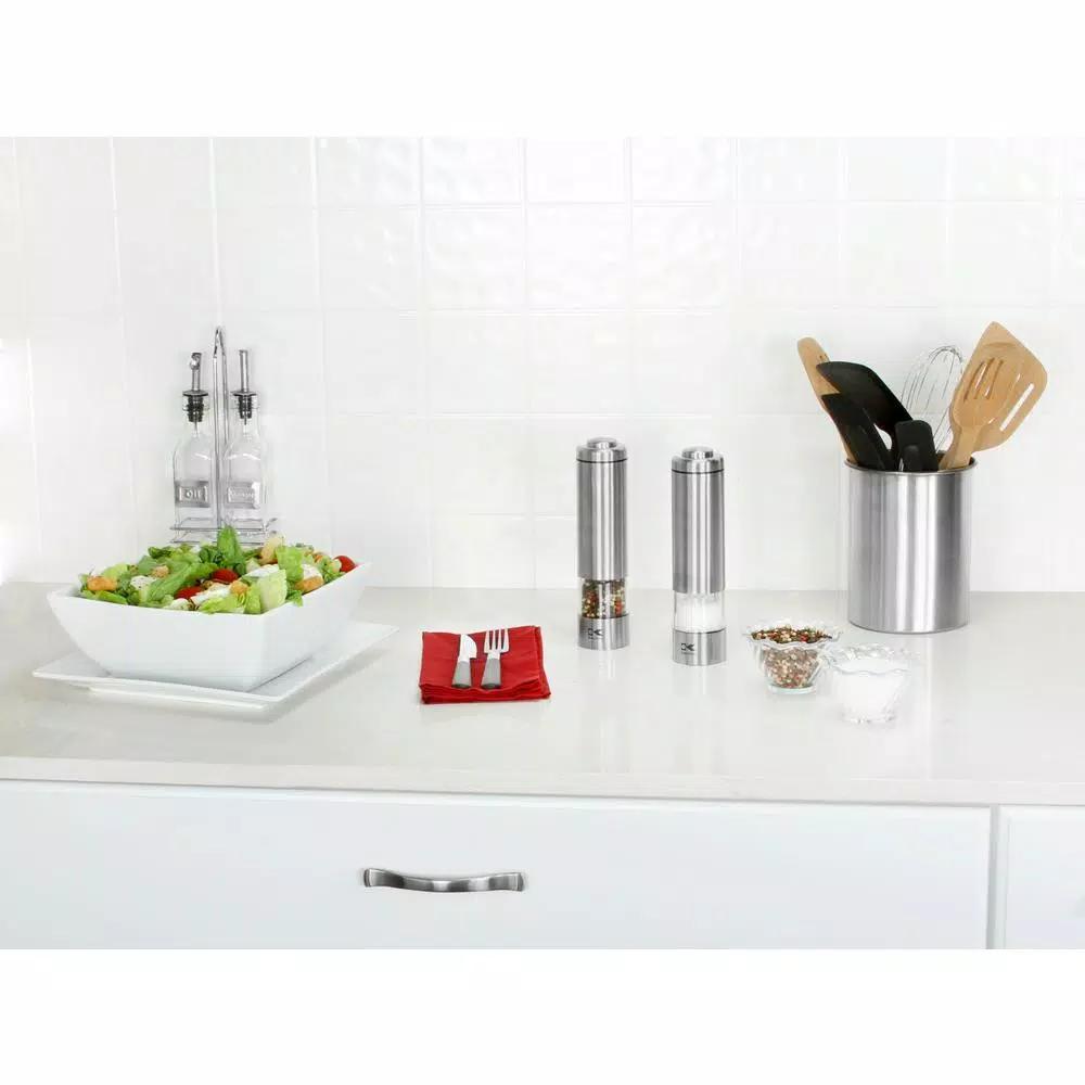KALORIK Stainless Steel Electric Salt and Pepper Grinder Set with Ceramic Core