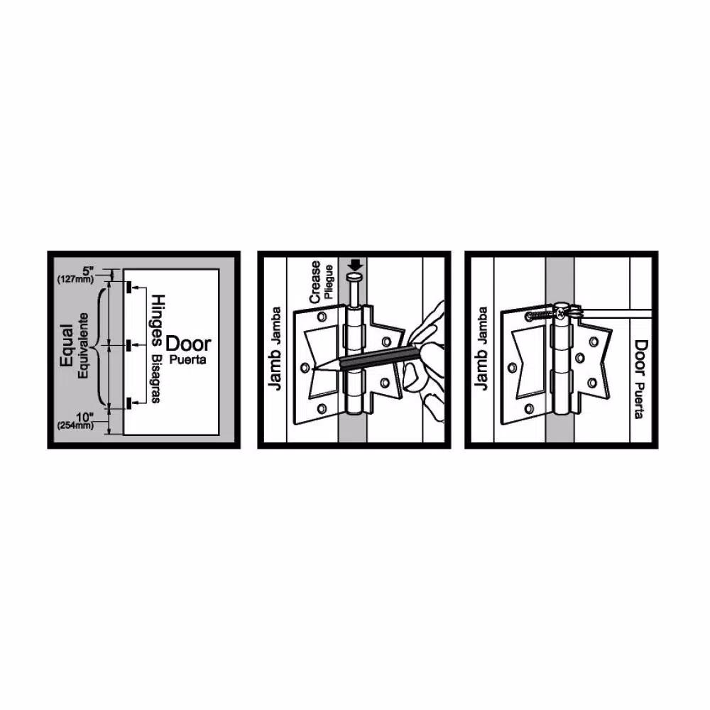 Everbilt 1.25 in. x 3 in. White Non-Mortise Door Hinges, 2-Pack