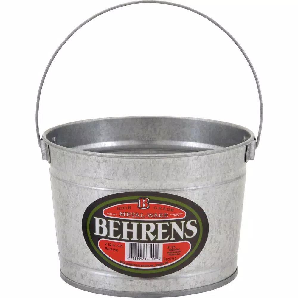 Behrens 2.5 Qt. Galvanized Steel Utility Pail, Silver Metal Bucket