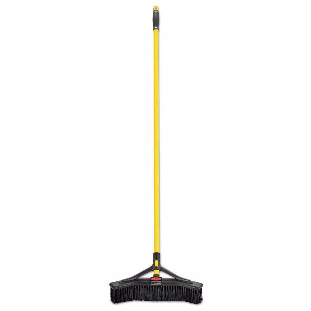 Rubbermaid Commercial Products 18 in. PVC Bristle Maximizer Push Broom with Steel Handle, Yellow/Black