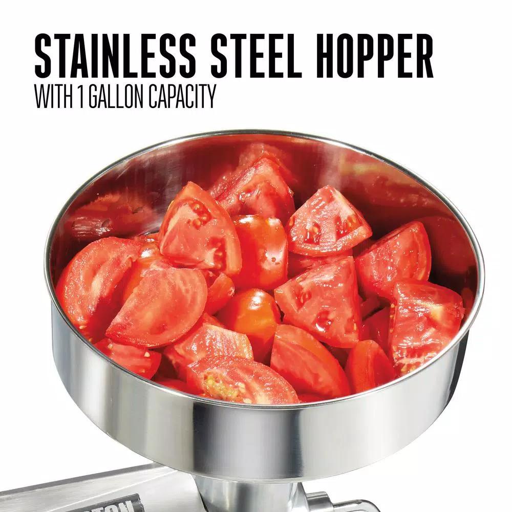 Weston Stainless Steel Food Mill and Fruit Strainer with 1-Gallon Hopper
