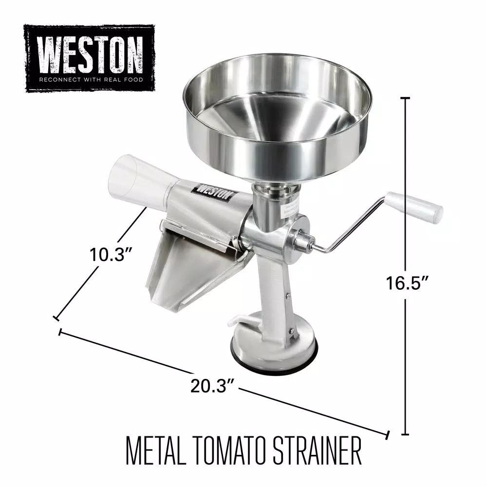 Weston Stainless Steel Food Mill and Fruit Strainer with 1-Gallon Hopper