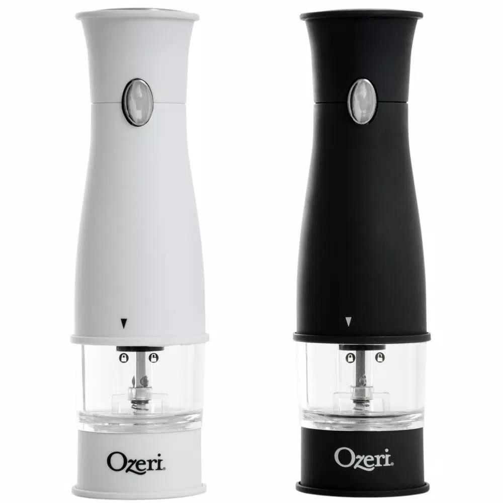 Ozeri Artesio Electric Salt and Pepper Grinder Set, BPA-Free Ceramic Burr Mills with Built-in Light