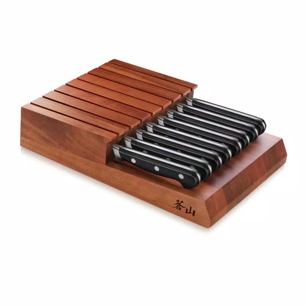 Cangshan V2 Series 5 in. Steak Knife Set with Acacia Wood Block, 9-Piece Set