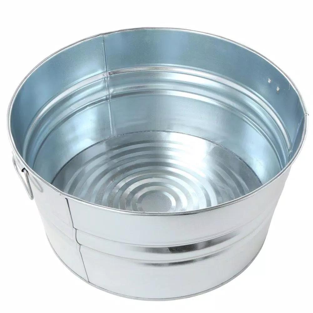 Behrens 15 Gal. Galvanized Steel Round Utility Tub, Multi-Purpose Wash Tub & Planter