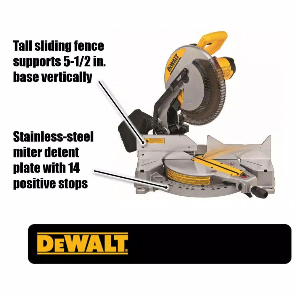 DEWALT 12 in. 15 Amp Corded Single Bevel Compound Miter Saw with Heavy-Duty Work Stand