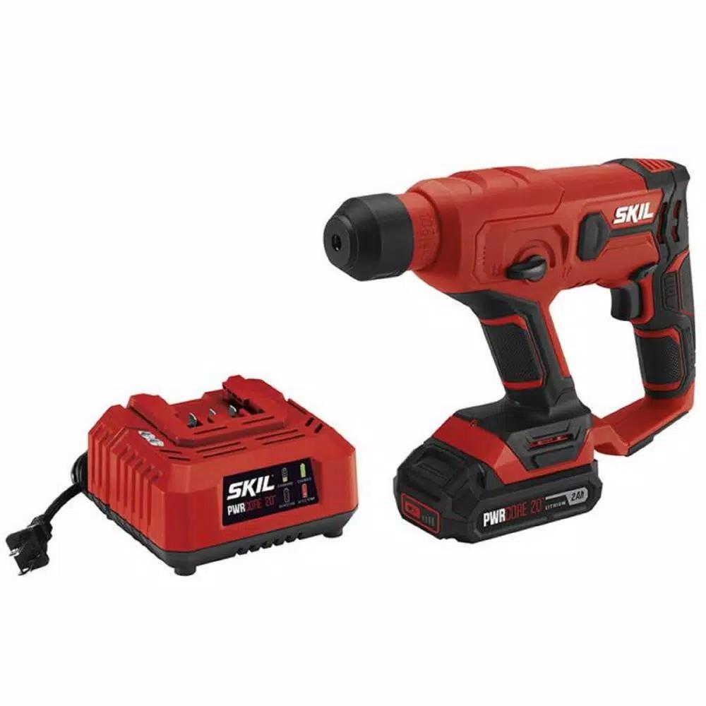SKIL 20V PWRCORE SDS Plus Rotary Hammer Drill Kit with 2.0 Ah Battery and Charger