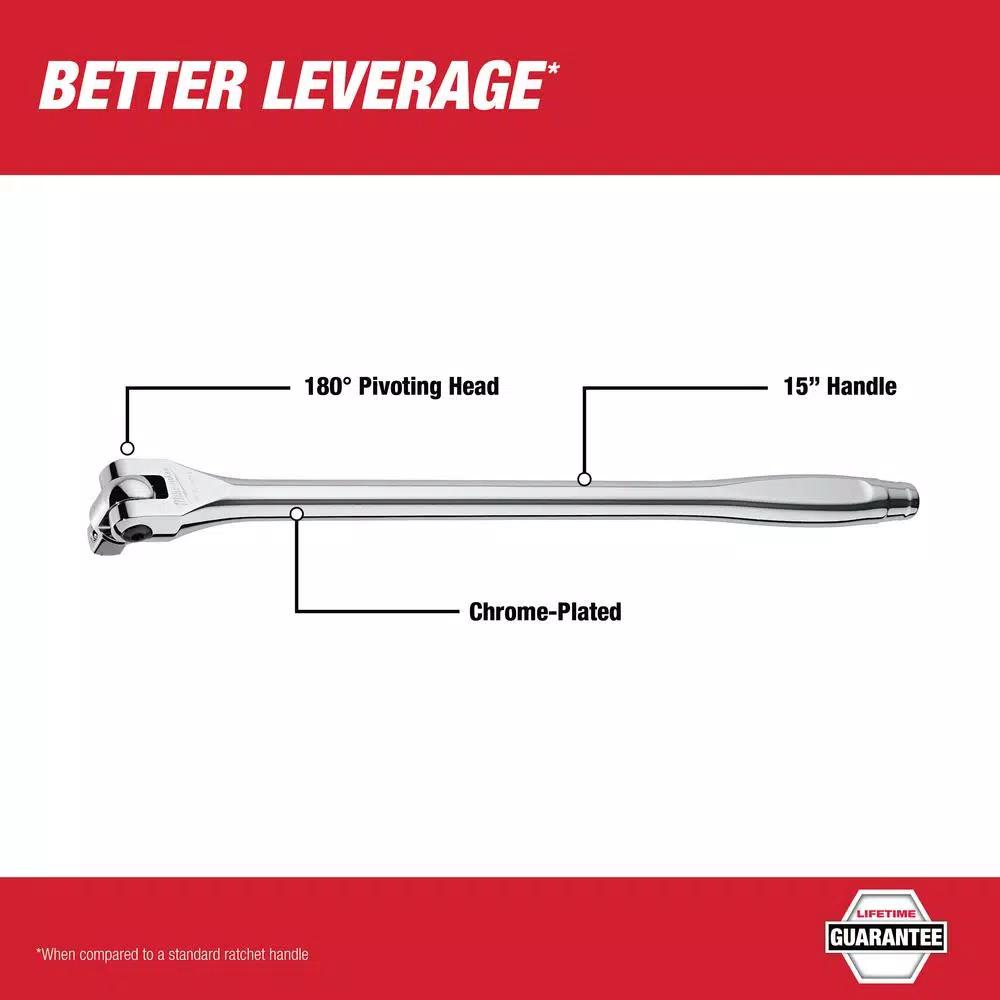 Milwaukee 1/2 in. Drive 15 in. Breaker Bar with 180° Swivel Head