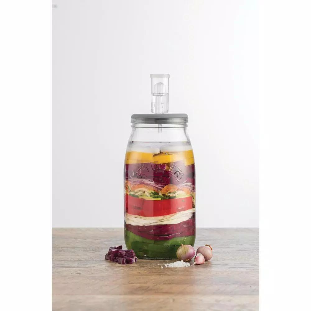 Kilner Glass Fermentation Set with Air Lock and Ceramic Stones for Sauerkraut, Kimchi, and Pickles