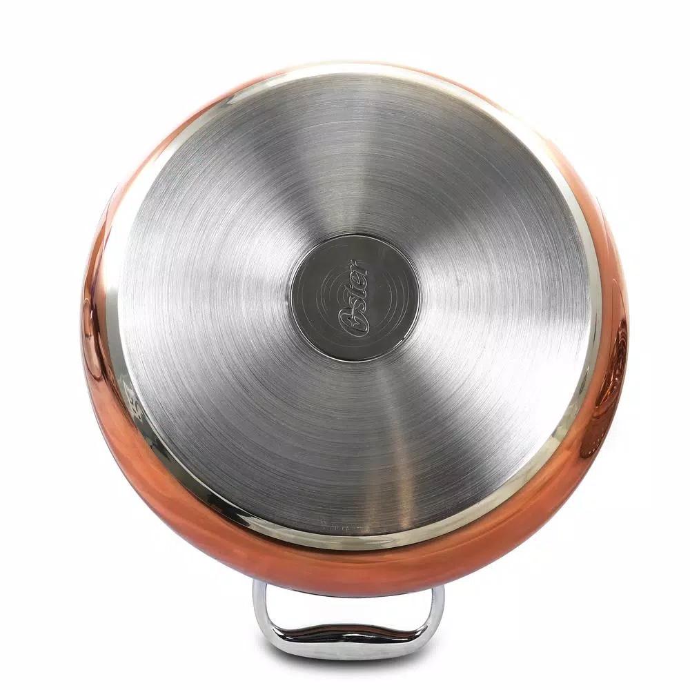 Oster Carabello 6.9 Qt. Round Stainless Steel Nonstick Dutch Oven with Lid and Steamer Insert, Copper