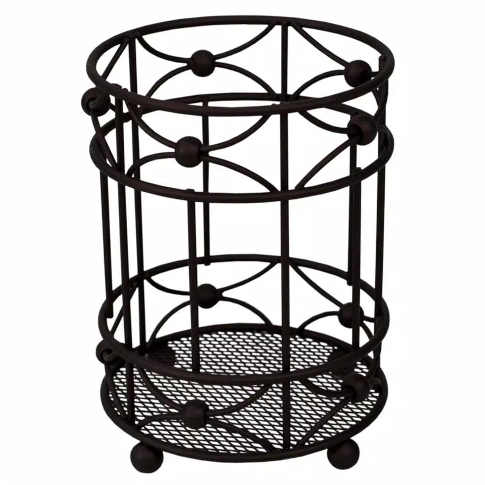 Home Basics Arbor Oil-Rubbed Bronze Steel Utensil Holder with Mesh Bottom and Non-Skid Feet