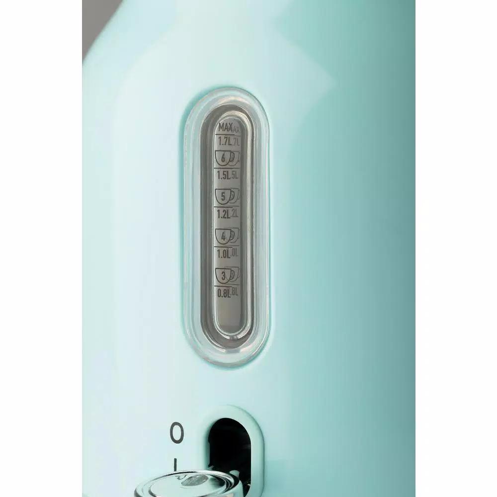Haden Heritage 1.7L Electric Kettle, Retro Stainless Steel, Light Blue Turquoise