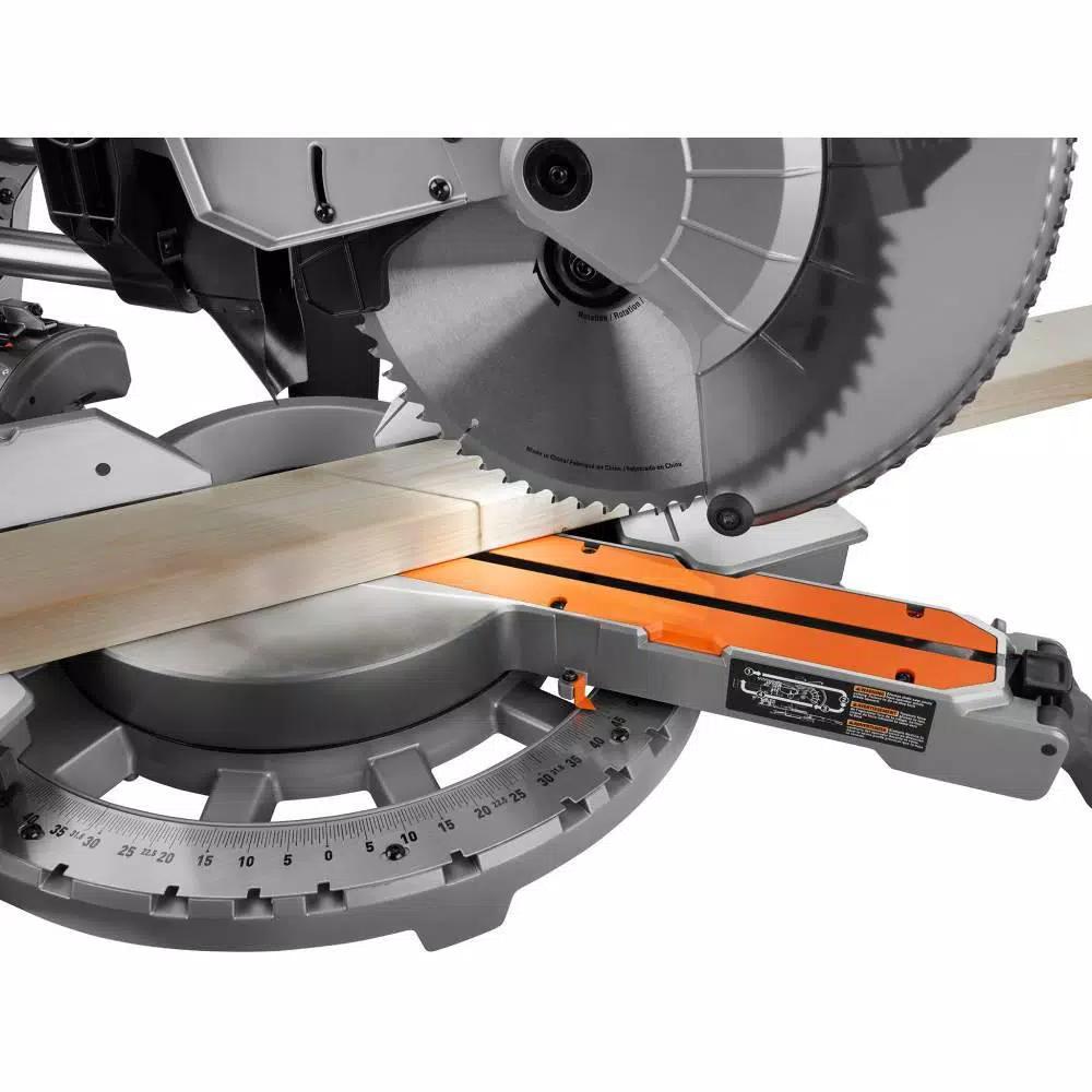 RIDGID 12 in. 15 Amp Dual Bevel Sliding Miter Saw Kit with Universal Mobile Stand