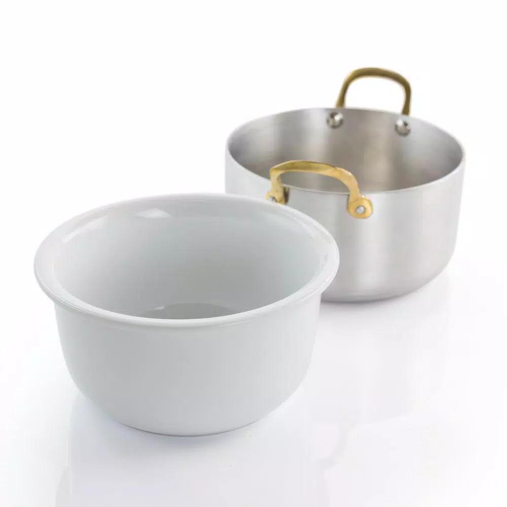 Gibson Home Noble Taste 0.81 qt. Round Stainless Steel Mini Dutch Oven with Ceramic Insert, Silver