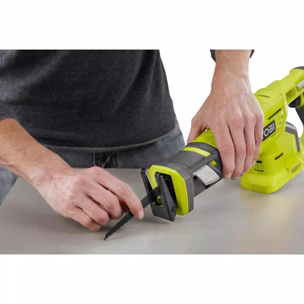 RYOBI 18V ONE+ Cordless Reciprocating Saw with 1.5 Ah Lithium-Ion Battery and 6" Wood Blade