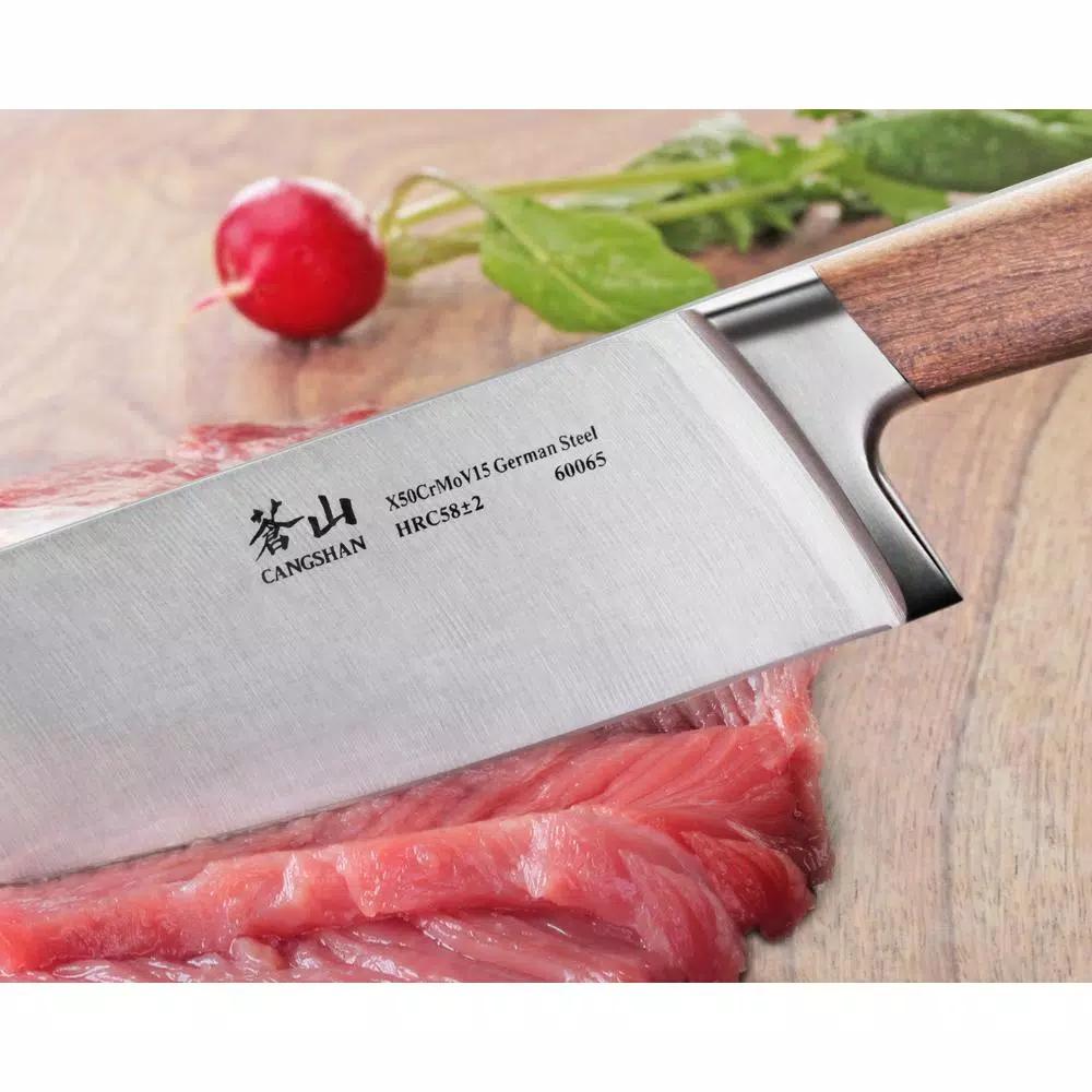Cangshan H1 Series 8 in. German Steel Forged Chef Knife with Teak Wood Handle