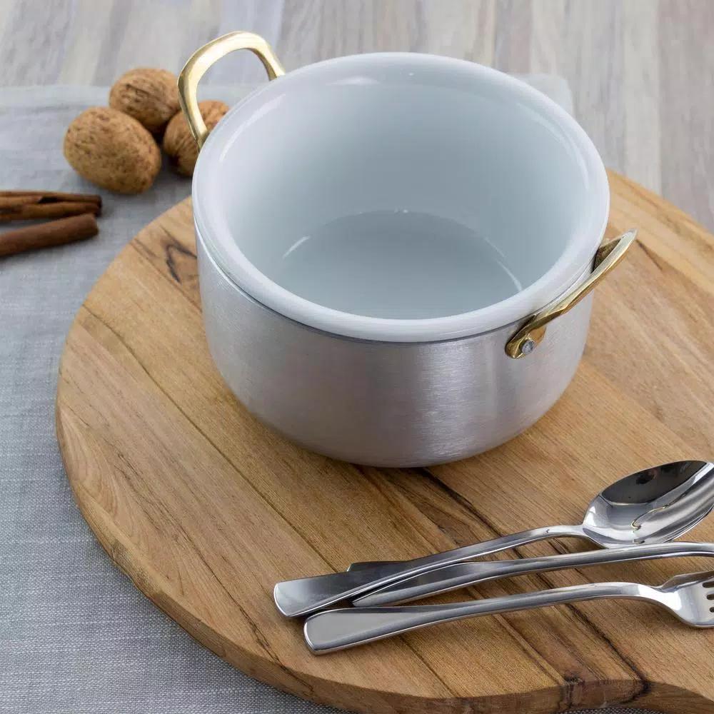 Gibson Home Noble Taste 0.81 qt. Round Stainless Steel Mini Dutch Oven with Ceramic Insert, Silver