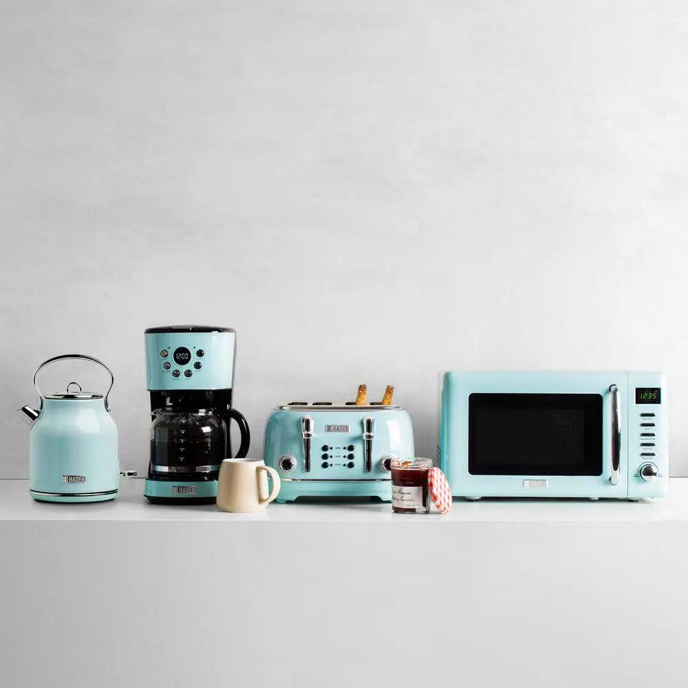 Haden Heritage 1.7L Electric Kettle, Retro Stainless Steel, Light Blue Turquoise