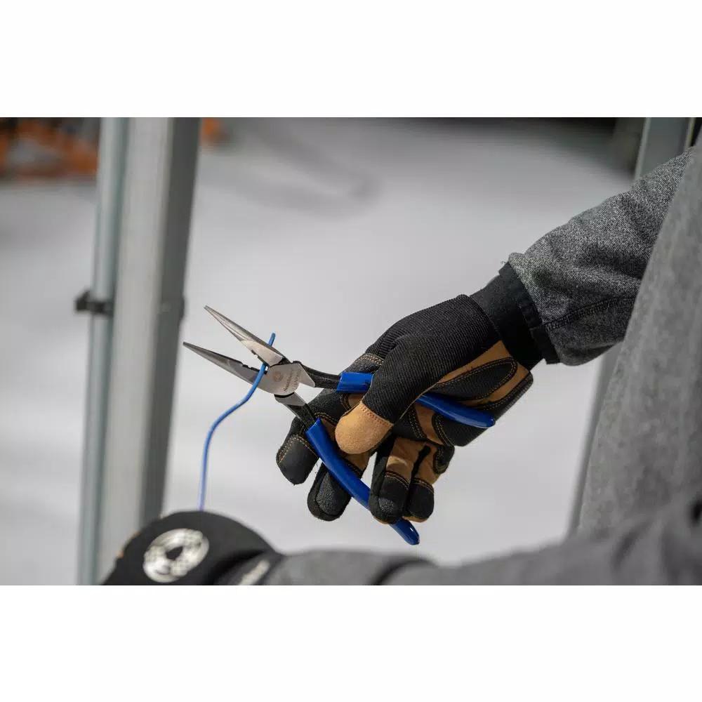 Southwire 8 in. Heavy-Duty Long-Nose Pliers with Side Cutter and Wire Stripper, Forged Steel