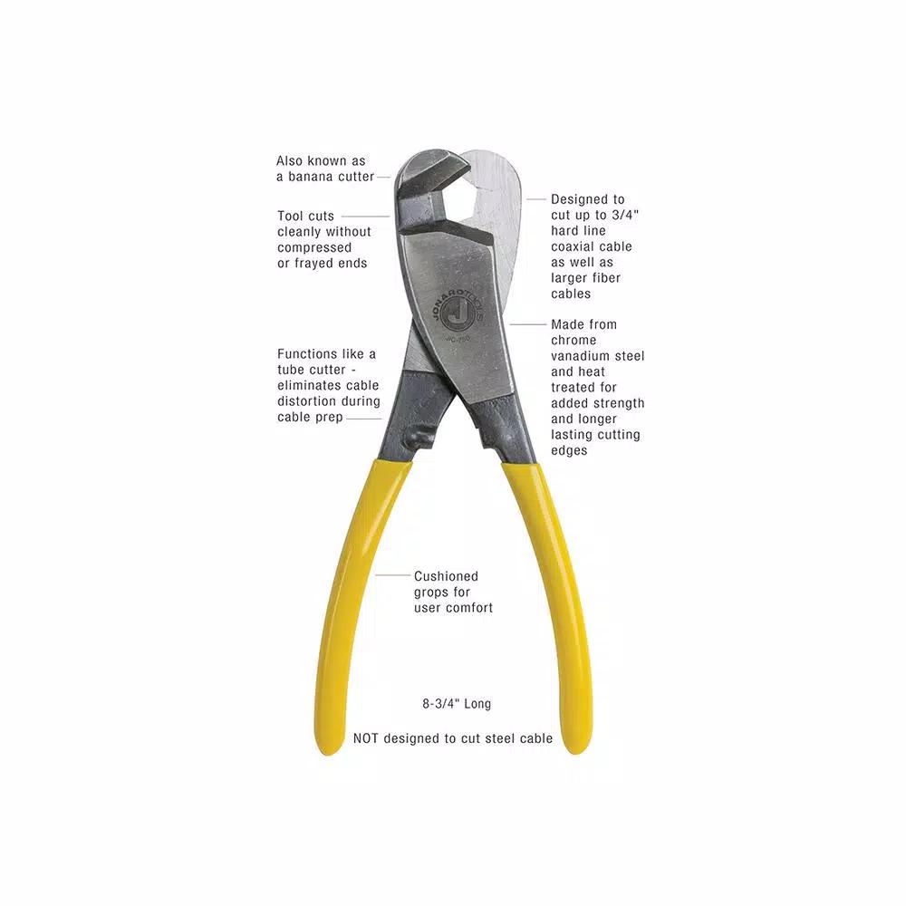 Jonard Hardline Coax and Fiber Cable Cutter, Up to 3/4 in. Diameter, Banana Cutter