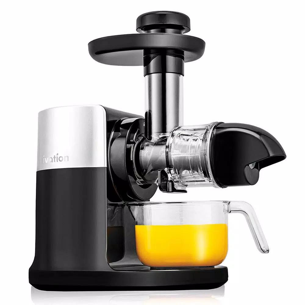 Ivation Black Masticating Electric Juicer with Stainless Steel and Ceramic Spiral Auger