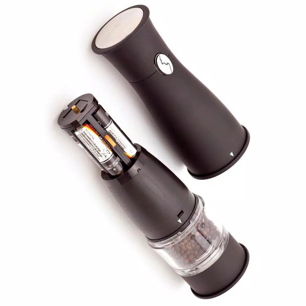 Ozeri Artesio Electric Salt and Pepper Grinder Set, BPA-Free Ceramic Burr Mills with Built-in Light
