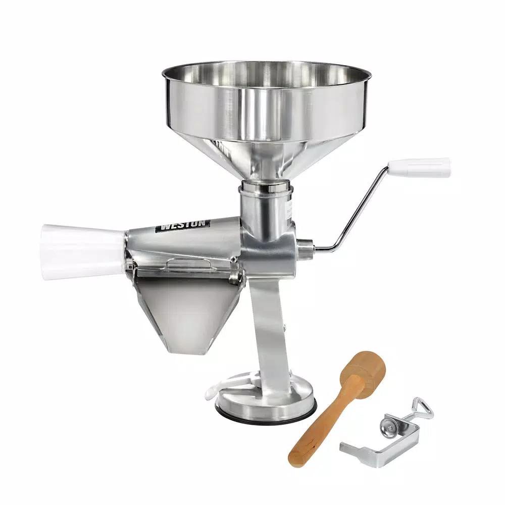 Weston Stainless Steel Food Mill and Fruit Strainer with 1-Gallon Hopper