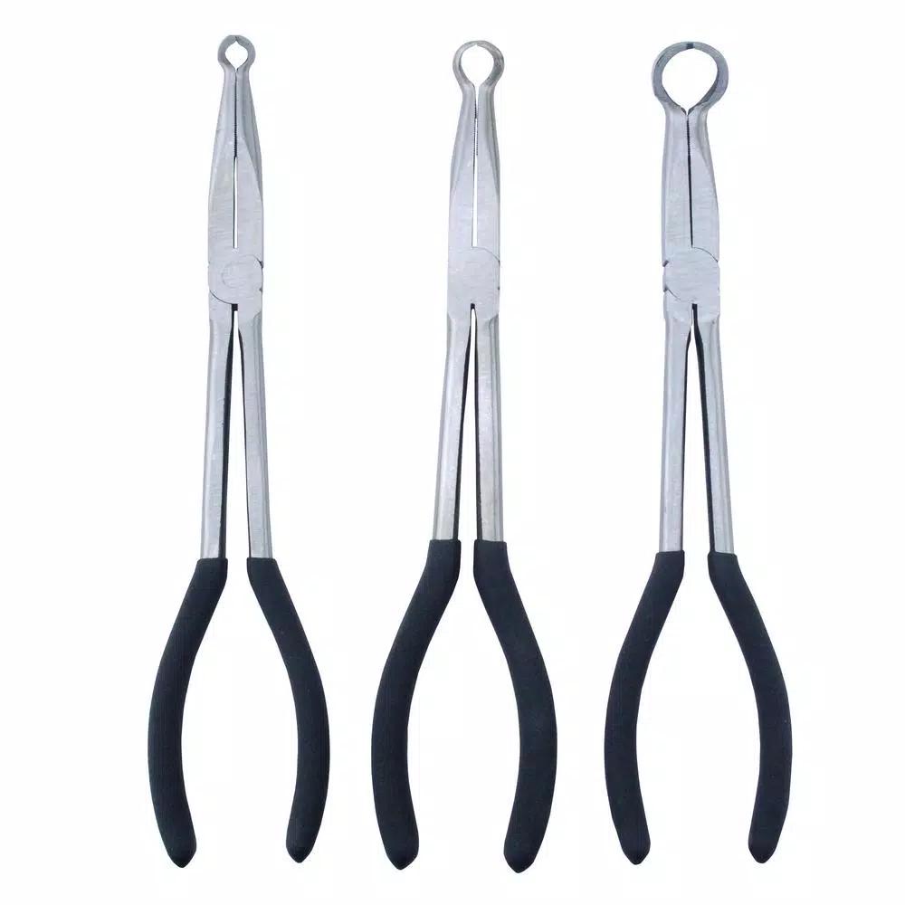 Steel Core 11 in. Long Reach Hose Grip Pliers Set, 3-Piece