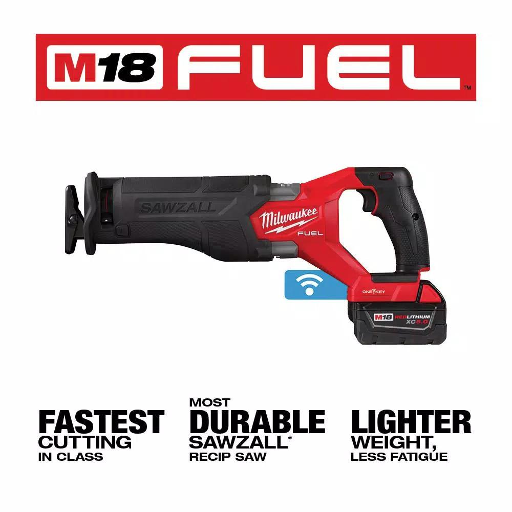 Milwaukee M18 FUEL ONE-KEY Reciprocating Saw Kit with Two 5.0 Ah Batteries and Charger