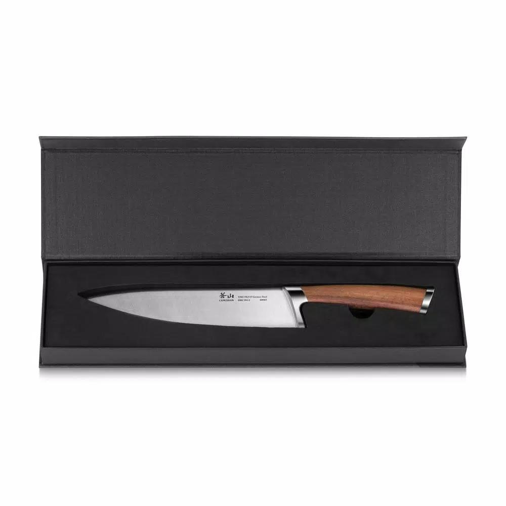 Cangshan H1 Series 8 in. German Steel Forged Chef Knife with Teak Wood Handle