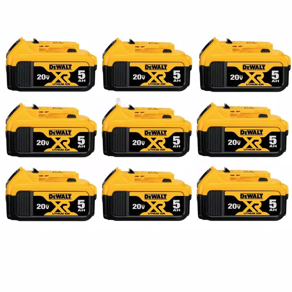 DEWALT 20V MAX XR Premium Lithium-Ion 5.0 Ah Battery Pack, 9-Pack