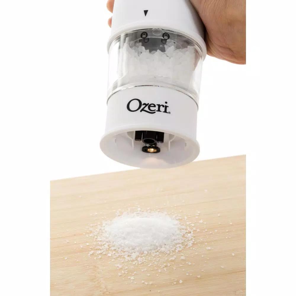 Ozeri Artesio Electric Salt and Pepper Grinder Set, BPA-Free Ceramic Burr Mills with Built-in Light